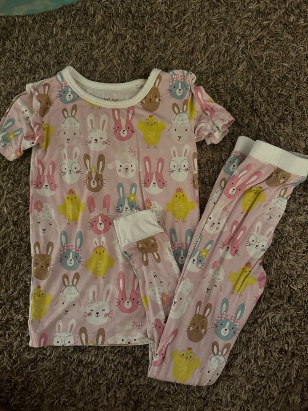 Little Sleepies Pink Bunny & Chick Pajama Set